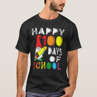Fröhliche 100 Schultage Gnom Lehrer Schüler 100 T-Shirt