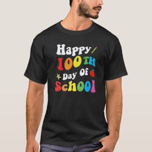 Fröhliche 100 Schultage Retro Groovy Lustige Gesch T-Shirt
