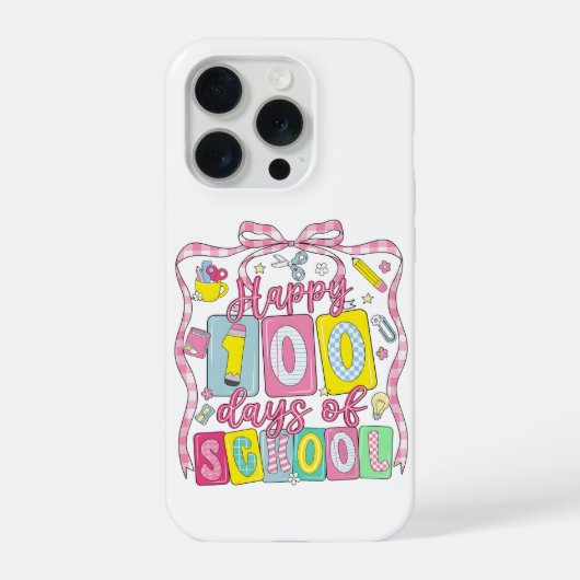 Fröhliche 100 Schultage Rosa Schleife iPhone Hülle (Rückseite)