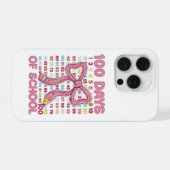 Fröhliche 100 Schultage Rosa Schleife iPhone Hülle (Rückseite (Horizontal))