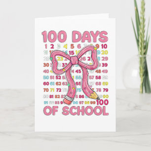 Fröhliche 100 Schultage Rosa Schleife Karte