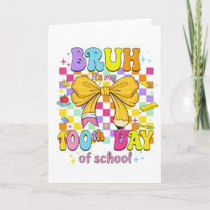Fröhliche 100 Schultage Rosa Schleife Karte