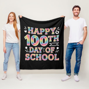 Fröhliche 100. Schultags-Tie-Dye-Regenbogen 100 Ta Fleecedecke