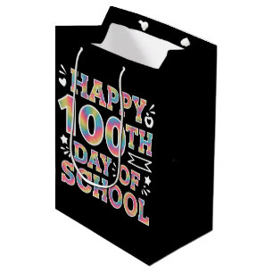 Fröhliche 100. Schultags-Tie-Dye-Regenbogen 100 Ta Mittlere Geschenktüte