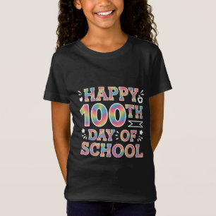Fröhliche 100. Schultags-Tie-Dye-Regenbogen 100 Ta T-Shirt