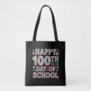 Fröhliche 100. Schultags-Tie-Dye-Regenbogen 100 Ta Tasche