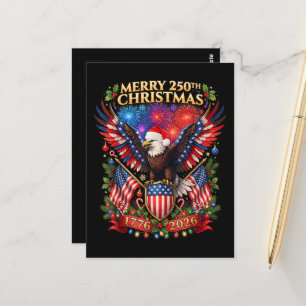 Fröhliche 250. Weihnachten 1776 2026 Patriotischer Postkarte