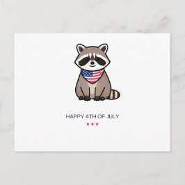 Fröhliche 4. Juli patriotische Waschbär-Kunst Postkarte