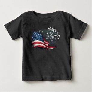 Fröhliche 4. Juli Vintage-Flaggen-Illustrationskun Baby T-shirt