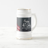 Fröhliche 4. Juli Vintage-Flaggen-Illustrationskun Bierglas (VorderseiteRechts)
