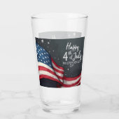 Fröhliche 4. Juli Vintage-Flaggen-Illustrationskun Glas (Rückseite)