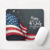 Fröhliche 4. Juli Vintage-Flaggen-Illustrationskun Mousepad (Mit Mouse)