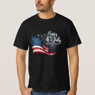Fröhliche 4. Juli Vintage-Flaggen-Illustrationskun T-Shirt