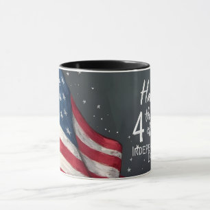 Fröhliche 4. Juli Vintage-Flaggen-Illustrationskun Tasse