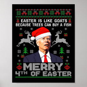 Fröhliche 4. Ostern Spaß Biden hässliche Weihnacht Poster