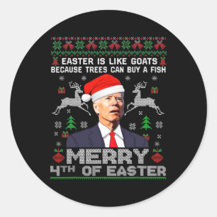 Fröhliche 4. Ostern Spaß Biden hässliche Weihnacht Runder Aufkleber