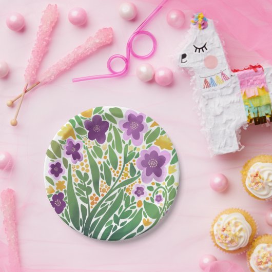 Fröhliche Abstrakte Blüte Pappteller (Party)