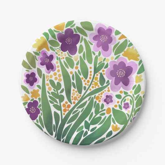 Fröhliche Abstrakte Blüte Pappteller (Vorderseite)