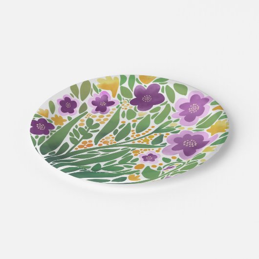 Fröhliche Abstrakte Blüte Pappteller (Schrägansicht)