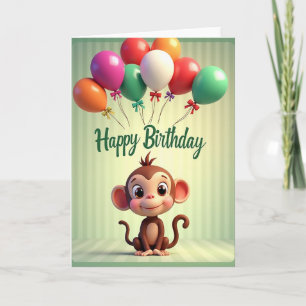 Fröhliche Affe-Ballon-Karte Karte