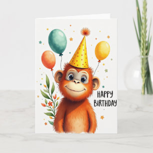 Fröhliche Affe-Partyhut-Karte Karte