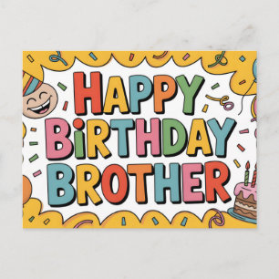 Fröhliche "ALLES GUTE ZUM GEBURTSTAG BRUDER" Grafi Postkarte