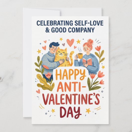 Fröhliche Anti-Valentinstag-Illustration Feiertagskarte (Vorderseite)