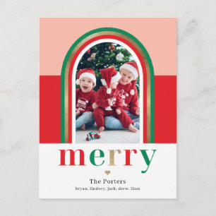 Fröhliche Arch-Weihnachtsfotokarte Postkarte