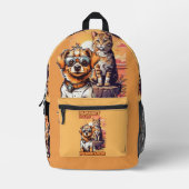 fröhliche Art-Szene bei Sonnenuntergang Bedruckter Rucksack (Vorderseite)