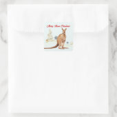 Fröhliche australische Weihnachten Känguru Quadratischer Aufkleber (Tasche)