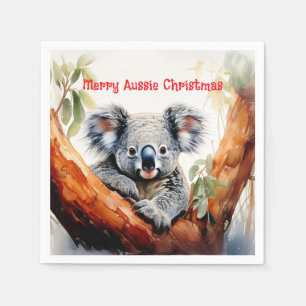Fröhliche australische Weihnachten Koala Serviette
