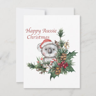 Fröhliche australische Weihnachtskarte mit Koala Feiertagskarte