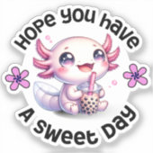 Fröhliche Axolotl Boba Bliss Aufkleber (Vorderseite)