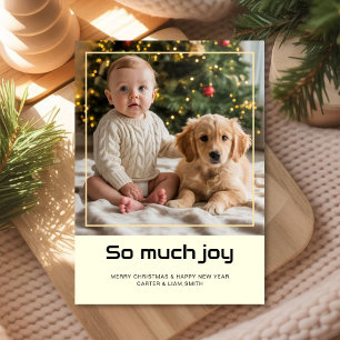 Fröhliche Baby- & Haustier-Weihnachtskarte Feiertagskarte