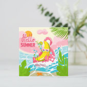 Fröhliche Banana Hello Summer Grußkarte (Stehend Vorderseite)