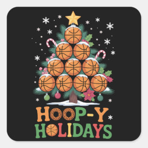 Fröhliche Basketball-Weihnachten Feiertag Sport Quadratischer Aufkleber