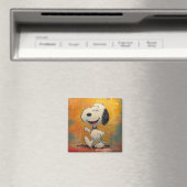 Fröhliche Beagle-Hund-Pop-Art-Malerei Magnet (In Situ (Geschirrspüler))