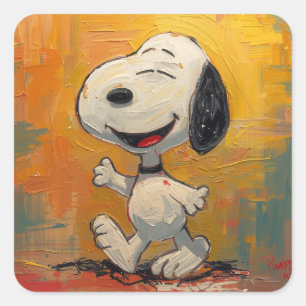 Fröhliche Beagle-Hund-Pop-Art-Malerei Quadratischer Aufkleber