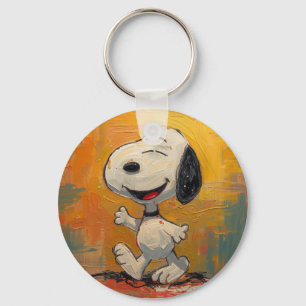 Fröhliche Beagle-Hund-Pop-Art-Malerei Schlüsselanhänger