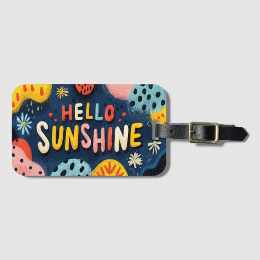 Fröhliche Begrüßung "Hallo Sunshine" Gepäckanhänger (Vorderseite (Horizontal))