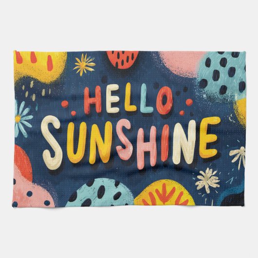 Fröhliche Begrüßung "Hallo Sunshine" Geschirrtuch (Horizontal)