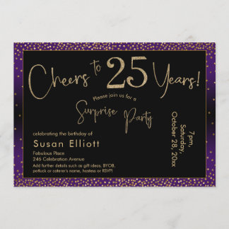 Fröhliche bis 25 Jahre Überraschung Geburtstag, Li Einladung