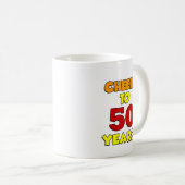 Fröhliche bis 50 Jahre bunte Tasse (VorderseiteRechts)