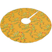 Fröhliche Blätter auf Gelbgold Polyester Weihnachtsbaumdecke (Schrägansicht)
