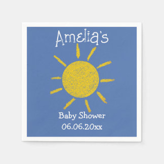 Fröhliche Blaue Baby Shower Sonnenschein Serviette