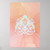 Fröhliche Blaue Grüne Blumen Kunst Poster (Vorne)