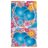 Fröhliche Blaue Herz-Feier Kleine Geschenktüte (Rückseite)