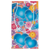 Fröhliche Blaue Herz-Feier Kleine Geschenktüte (Vorderseite)