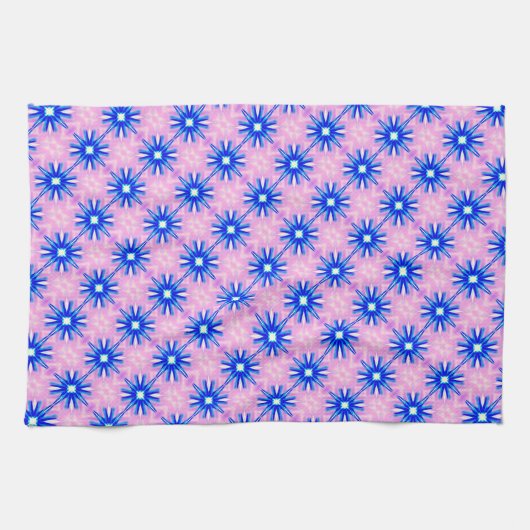 fröhliche blaue Sterne auf rosa Handtuch (Horizontal)