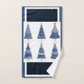 fröhliche blaue Weihnachten Badhandtuch Set (Handtuch)